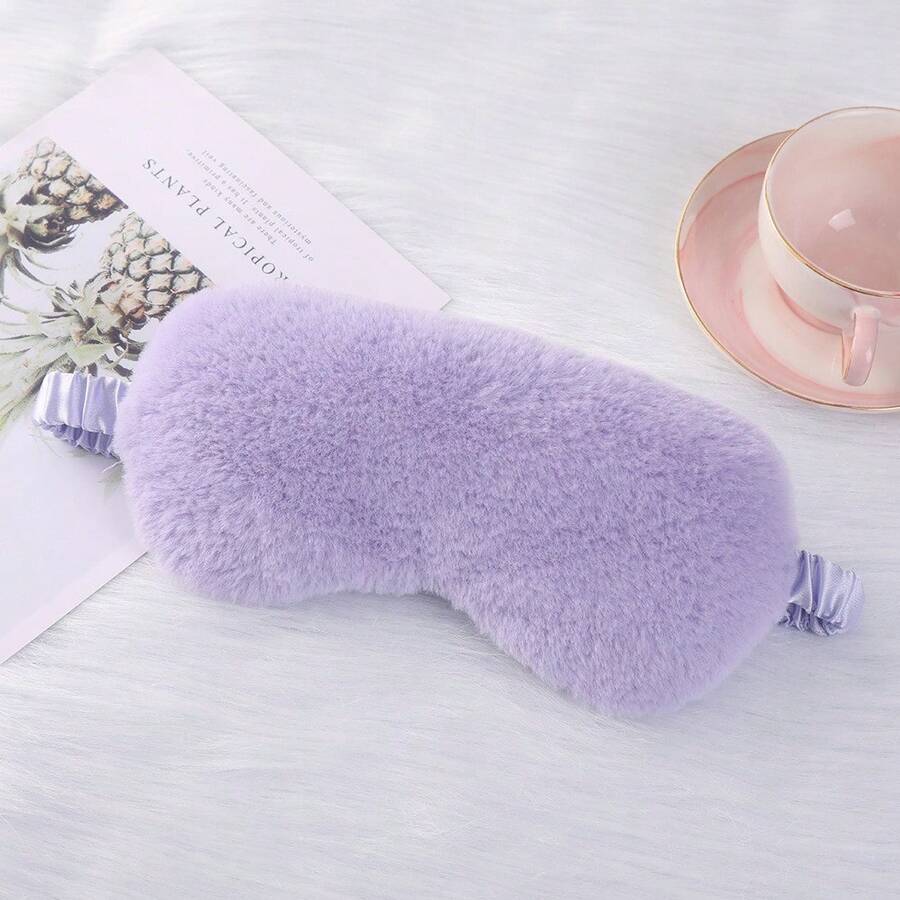 Sunshade Sleeping Comfort Soft-Fiber Rabbit Fur Eye Mask Plush Eye Mask Cute Home-Use Eye Protection Mask For Sleeping Exclusively - Màu tím nhạt - Xem 1