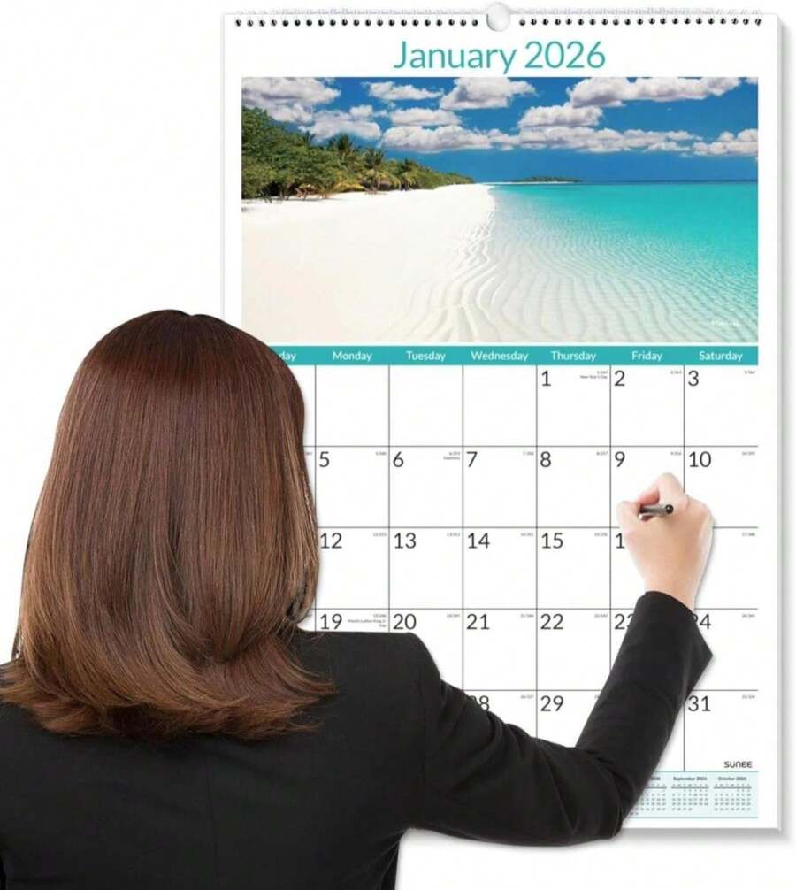 SUNEE 2026 Wall Calendar Large 22.75"X15.5", 21 Month From October 2025 ...