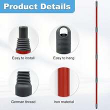 Mop Handle For Ocedar, Mop Handle For O Cedar, Spin Mop Replacement Handle For O Cedar, 4 Section 30" To 58" Mop Handles For Ocedar Spin Mop &Amp; H2pro Flat Mop, Mop Stick Mop Pole Handle For Ocedar Mop - trắng - Xem 6