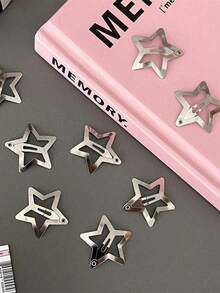 1/20pcs Star Shaped Hair Clips, Y2K Style Star Hair Clips, Silver Metal Hair Accessories, Suitable For Girls And Women, Streetwear Hair Clips, Hair Claws, Hair Decorations, Student Supplies,Hair Slide,Bobby Pin - Multicolor - View 5