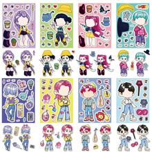 1 Pack Of 8pcs KPOP Transformation Stickers, Girl Group Changeable Face Stickers, Cartoon DIY Stickers, Animated Puzzle Stickers - Multicolor - View 6
