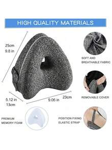 Ergonomic Side Sleeper Leg Pillow, Memory Foam Knee Pillow With Adjustable Strap, Leg Support Cushion, Removable & Washable Pillowcase, High-Quality Bedding & Home Goods - Multicolor - View 4