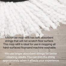 6 Pack Spin Mop Replacement Heads Compatible For Oceda EasyWring 1 Tank Bucket System, Microfiber Mop Replace Head Refills For Hardwood Floor Cleaning (Not For 2 Tank) - 白色 - 查看 3