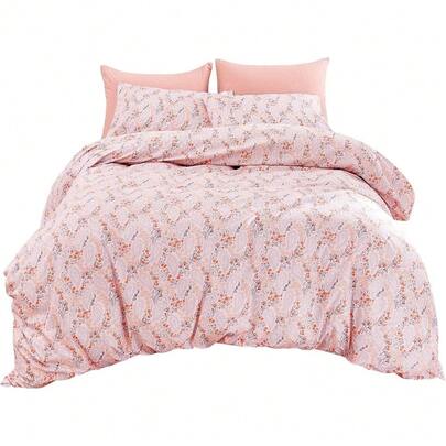 Juego de Ropa de Cama Navideña 3 Piezas Matrimonial/Queen, Microfibra con Copos Rojos y Renos, Funda de Edredón + Cubrecama, Suave al Tacto