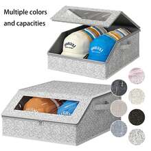 OrdoVault 1pc Sturdy Baseball Cap Storage Box, Can Hold Up To 24 Hats, Transparent Hat Organizer Box, Suitable For Closet And Bedroom, Large Hat Box With Cardboard Lining. - Multicolor - View 13