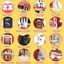 JCH-Nasjac Juguete de Cocina para Niños 63 Piezas Juego de Imaginación Cocinas con Luces Sonido y Spray Juguete de Corte Cocina Cocinas de Inducción de Fregadero Regalo de Navidad Niño Niña 3+ Años - Rojo - Ver 3