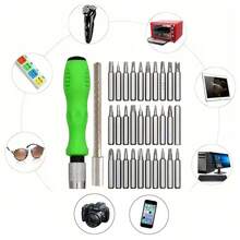 32-In-1 Precision Screwdriver Set - Mini Magnetic Flathead & Screwdrivers, Multi-Functional Screwdriver Kit, Hex, Star, Y-Type, Universal Combination Set For Phone, Digital And Small Tool Repair - Green - View 10