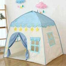 Large Princess Play Tent - Blue Starry Theme, Durable Polyester Material And Steel Frame, Suitable For Boys And Girls - Ideal Birthday Or Holiday Gift, Children's Pop-Up Play Tent, Indoor/Outdoor Princess Castle Playhouse, Travel & Camping Game, Fit For 0-9 Years Old Kids, Baby Teepee Doll House, Ball Pit, Easter Gift - Multicolor - View 13
