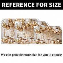 1 Piece Of Elegant Gold And White Balloon Backdrop With Fluid "Happy Birthday" Text, Suitable For Home And Room Decoration, Photography Background, Cake Table Decoration, Family Event Decoration, And Birthday Party Supplies, Adding Festive Atmosphere To Events. - Multicolor - View 6