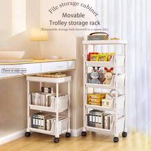 3-Tier/4-Tier/5-Tier Rolling Storage Cart With Adjustable Shelves & Easy-Glide Wheels - Heavy-Duty Plastic Multi-Tier Organizer Trolley, Space-Saving Cart Suitable For Office, Kitchen, Bathroom, Bedroom - No Metal Parts, Easy Assembly, Standing Shelf