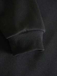 Hombres Capucha unicolor con cordón con bolsillo de canguro de hoODIE - Negro - Ver 4