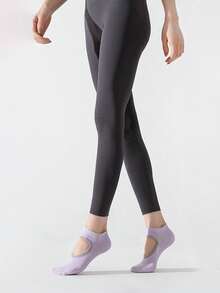 5 pares de calcetines multicolor para mujer, de unicolor, de tela de punto transpirable, con suela antideslizante, estilo INS, adecuados para deportes, yoga, baile, pilates de interior, fitness en el piso, regalo, otoño - Multicolor - Ver 8
