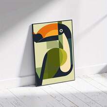 1pc Modern Minimalist Toucan Canvas Wall Art - Abstract Geometric Tropical Bird Oil Painting, Main Colors In Blue-Green, Orange, Beige And Blue - Unframed Poster, Suitable For Living Room, Bedroom, Kitchen, Office, Dining Room - Modern Home Decor Gift - Easy To Hang Indoor/Outdoor Decoration, Kitchen Art, Vibrant Artwork, 2D Flat Painting - Multicolor - View 4