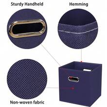 Black Foldable Storage Cubes Bins , Fabric Storage Box Cubes Organizer Baskets With Dual Handles For Home Organizer (Navy Blue) - NavyBlue - View 8