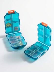 1/2 Pezzi Organizzatore di pillole portatile a doppio strato con 10 scomparti, coperchio trasparente indipendente, ermetico e anti-umidità, scatola di stoccaggio per medicinali da viaggio, adatto per il ritorno a scuola e l'uso in dormitorio - Multicolore - Visualizzare 9