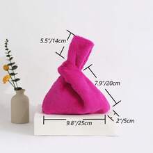 Fashionable Plush Fuchsia Minimalist Lightweight Cloud Wristlet Clutch Bag, Classic Versatile For Party