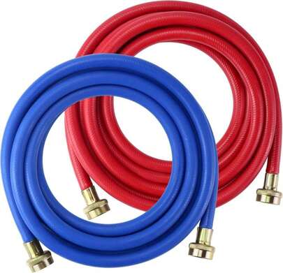 6FT Premium Stainless Steel Washer Hoses With 90 Degree Elbow No-Lead Burst-Proof 3_4" NPT Connection Hot &Amp; Cold Water Inlet Supply Lines For Washer - 2 Pack By Fetechmate