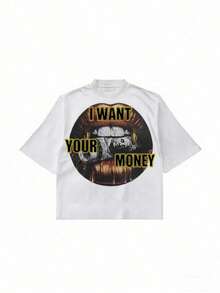 Fly "I Want Your Money" Hip-Hop Flow T-Shirt Pure Cotton Double-Sided Printed T-Shirt, Suitable For Men And Women,Top Pick Gift For Summer Casual Tees - 白色 - 查看 4