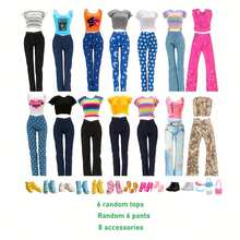 11pcs/Set, 11.5 Inch Doll Clothes & Accessories, Including 3 Random Tops, 3 Pants, 5 Accessories, Great Christmas Gift, Party Favor Pack, Children's Birthday Present, Doll Not Included - Multicolor - View 9