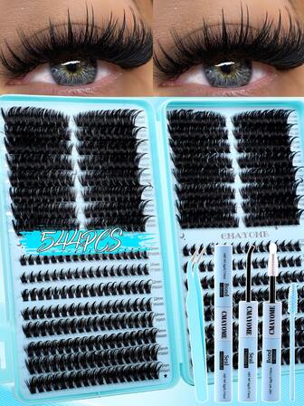 608/544 Sets Of D-Shaped Curled False Eyelashes, With Lengths Ranging From 10 To 16 Millimeters. 4 Different Styles Of Curled And Thick Vacation False Eyelashes. This False Eyelash Set Includes Various Types Suitable For Making Personal False Eyelashes By Yourself, 3D False Eyelashes