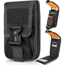 Funda Táctica para Celular con Hebilla de Brújula, Bolsa Molle Universal para Cinturón de Teléfono, Se Puede Parche de Bandera, con Ranuras para Tarjetas, para Senderismo, Cámping, Rescate. (Negro),38265305 - D - Ver 1