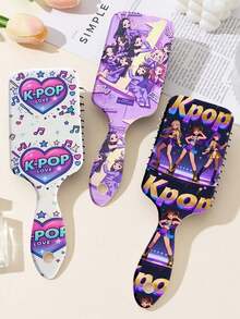 1pc K-Pop Girl Group Element Printed Air Cushion Hair Brush, Detangling Hair Brush, Hair Styling Brush, Valentine's Day Gift, Student Dorm Hair Styling Tool