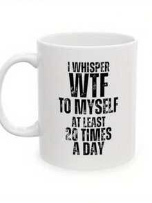 1pc I Mutter To Myself Ceramic Coffee Mug Reusable Round Cup With Letter Printing Hand Wash Only Suitable Christmas Mother S Day Father S Day Labor Day Grandparents Day Gifts - Đen 2 - Xem 1