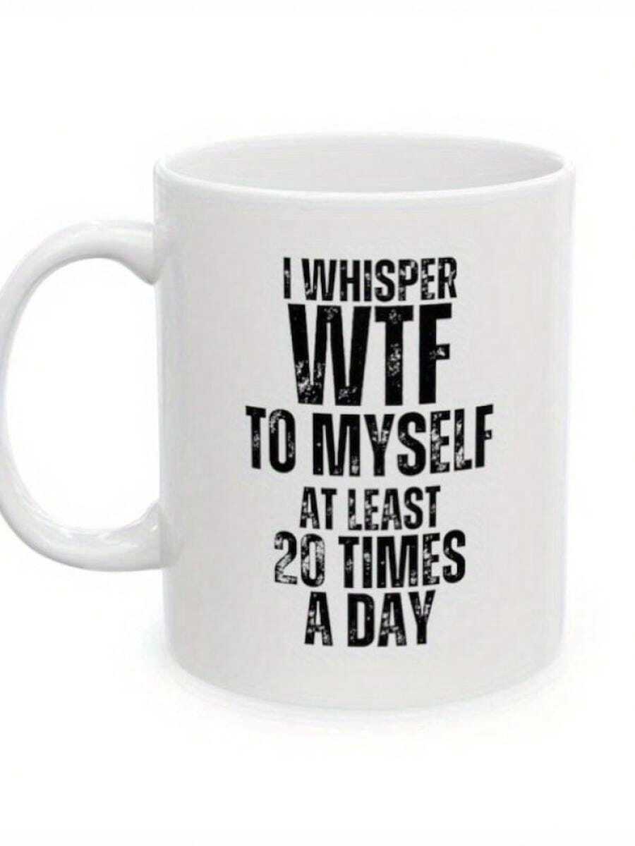 1pc I Mutter To Myself Ceramic Coffee Mug Reusable Round Cup With Letter Printing Hand Wash Only Suitable Christmas Mother S Day Father S Day Labor Day Grandparents Day Gifts - Đen 2 - Xem 1