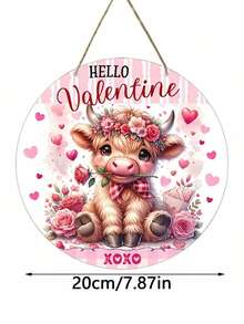 Valentine's Day Wooden Cow Door Sign - Adorable Cow XoXo Greeting Wreath Decor Hanger, Rustic Farmhouse Style Valentine's Hanging Decor, Suitable For Home, Patio, Living Room, And Bedroom, Ideal Holiday Gift - Multicolor - View 9