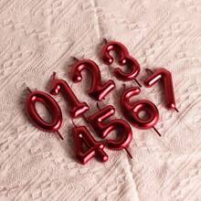 6cm High Red Numeral Birthday Candle, Suitable For Holiday Celebrations, Cake Baking Decor, Adult Ceremonies, Birthday Anniversaries And Other Festival Events - Red - View 2