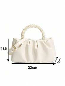 Elegante Bolso De Mano En Forma De Nube Con Cadena De Perlas #SD047 - Morado Violeta - Ver 10