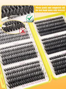 600pcs Cluster Eyelashes D Curl Diy Segmented Eyelashes False Eyelash Book For Beginners, Easy To Use At Home, Thick Fluffy False Eyelashes, Soft And Natural Look Eyelash Extensions To Enlarge Eyes, Thick Mixed Style False Eyelashes, Long-Lasting Use - D - View 9