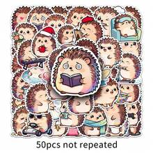50pcs Cute Cartoon Hedgehog Stickers, Adorable Animal Series Stickers, Suitable For Laptop, Bumper, Skateboard, Water Bottle, Computer, Phone Case, School Decoration, Etc. Scratch-Resistant Decorative Stickers For Various Scenarios - Multicolor - View 4