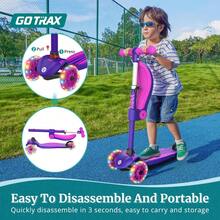 JCH-Gotrax KS2 Patinete para niños con Asiento extraíble y Altura Ajustable Scooters Plegables para niños con luz de 3 Ruedas para niñas y niños a Partir de 3 años - prpura - Ver 5