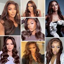 30 Inch Chocolate Brown Lace Front Wig 250 Density 13x4 HD Body Wave Human Hair Wig Pre Plucked Glueless Human Hair Lace Wig For Women With Baby Hair #4 Dark Brown Colored Human Hair Wigs Transparent Lace Frontal Wig  Brazilian Virgin Human Hair Wig For Women Natural Hairline With Baby Hair - S4 - 查看 8