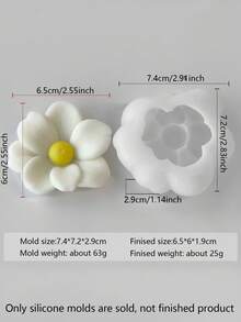 3件套耐热高弹性硅胶模具 - 花卉图案，用途广泛，可用于制作蜡烛、石膏/绘画、减压玩具、摄影背景、家居装饰、派对礼品、手工礼物，易于清洁，可重复使用 - 白色 - 查看 14