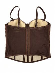 Áo corset kiểu bustier viền ren hoa dành cho nữ, thanh lịch và thoải mái cho mùa hè. - màu nâu - Xem 7