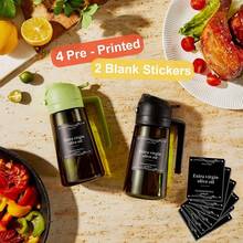 kumioon 2 件套塑料/玻璃油喷壶套装，厨房油瓶，二合一橄榄油喷雾器和油瓶，适用于烹饪、厨房、烧烤、沙拉、烘焙的喷油瓶，容量 470 毫升/15.8 盎司 - 彩色 - 查看 3