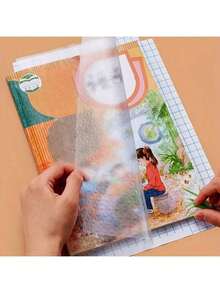 10pcs Pre-Cut Self-Adhesive Book Cover Film, Transparent Matte Waterproof Book Cover, Dust-Proof Book Jacket, Back To School Supplies, Random Pattern, Suitable For School Items, Back To School Season - Clear - View 5