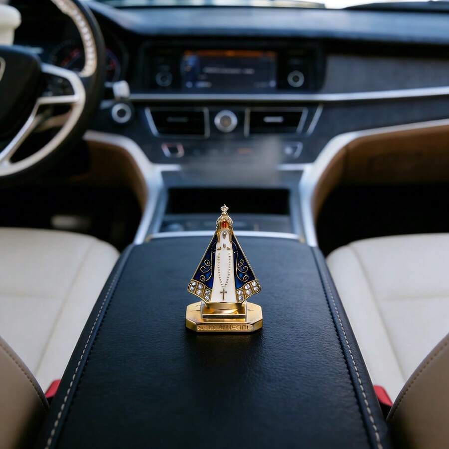 Virgin Mary Metal Craft Figurine, Virgin Mary, Car Home Office Desk Decor, Alloy Accessory, Car Interior Decoration - A - View 1