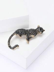 水钻豹纹胸针 - 奢华动物胸针，男女皆宜，休闲派对珠宝配饰/朋友礼物徽章装饰 - 豹子 - 查看 5