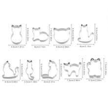 9pcs Korean Cartoon Cat Shaped Cookie Cutters, Stainless Steel Fruit Biscuit Mold Baking Tools - Silver - View 8