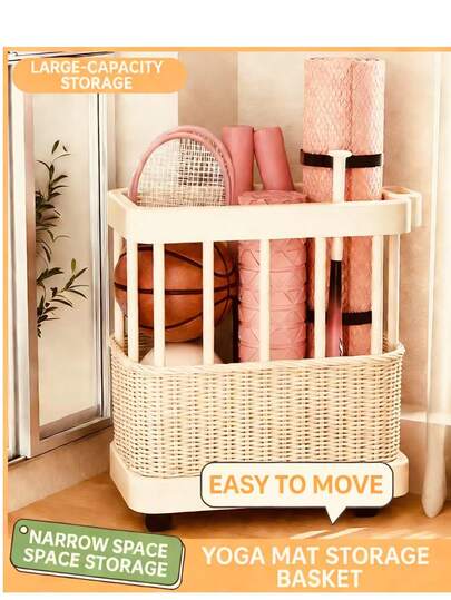 Laundry Basket And Rolling Storage Cart For Home Organization: Durable Plastic Wheeled Organizer For Laundry, Yoga And Fitness Gear, Bathroom Essentials, Closet, And Garage, Multi-Compartment Portable Tote For Towels, Sports Equipment, And Everyday Clutter, Easy-Clean, Lightweight Yet Sturdy, Space-Saving Design With Smooth-Rolling Wheels And Handle For Quick Transport And Fits Compact Spaces For Dorms And Apartments