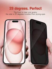 1pc Screen Protector For IPhone 17/16/15/14/13/12/11/16 Pro Max/XS/XR/SE, Black Frame, Privacy Tempered Glass Anti-Peep Film, Also Fits 8/7/15 Plus - Black - View 3