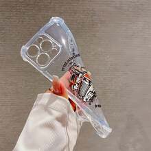 Coche loco con motor humeante, en marcha. Esta elegante funda es compatible con los modelos  17, 16, 15, 14 Pro Max, 13, 12, 11, XR y XS Plus. Fabricada en silicona TPU, ofrece protección contra golpes y caídas, además de una sensación superior. Es un regalo ideal para familiares, amigos y seres queridos, y una opción perfecta para Año Nuevo. - transparente - Ver 6