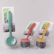 OKS Stainless Steel Pot Brush - Long Handle Kitchen Cleaning Brush, Suitable For Washing Dishes And Cookware