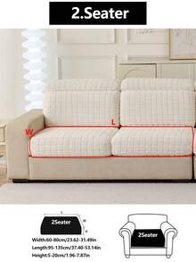 1pc All Season Stretch Plush Thickened Warm Sofa Cover, Non-Slip Full Coverage Sofa Seat Cushion, Soft Flannel Sofa Slipcover, Machine Washable, Pet Friendly, Suitable For Bedroom, Office, Living Room, L-Shaped Sofa And 1/2/3/4 Seater - White - View 14