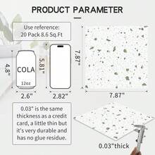MORCART 20片/套自粘地板砖，20厘米 x 20厘米。防水乙烯基地板砖，背面带剥离式背胶，适用于厨房、客厅、浴室和卧室 - 水磨石色 - 彩色 - 查看 16