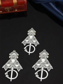 1件波西米亚风格首饰配件，DIY手工雕刻几何吊坠 - 彩色 - 查看 2