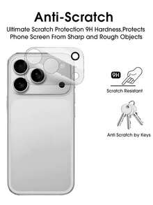 3片装9H钢化玻璃摄像头镜头屏幕保护膜，适用于 17/Air/17 Pro/17 Pro Max/16 Pro Max/15 Pro Max/14 Pro Max/13/12/11 Pro Max | 兼容多种手机型号，高硬度